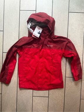 Marmot Red Kids' Hooded Rain Jacket